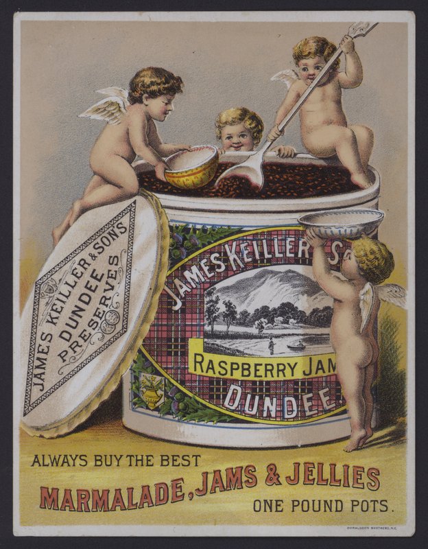 James Keller & Sons Dundee marmelad, reklam (chromolitho) av English School