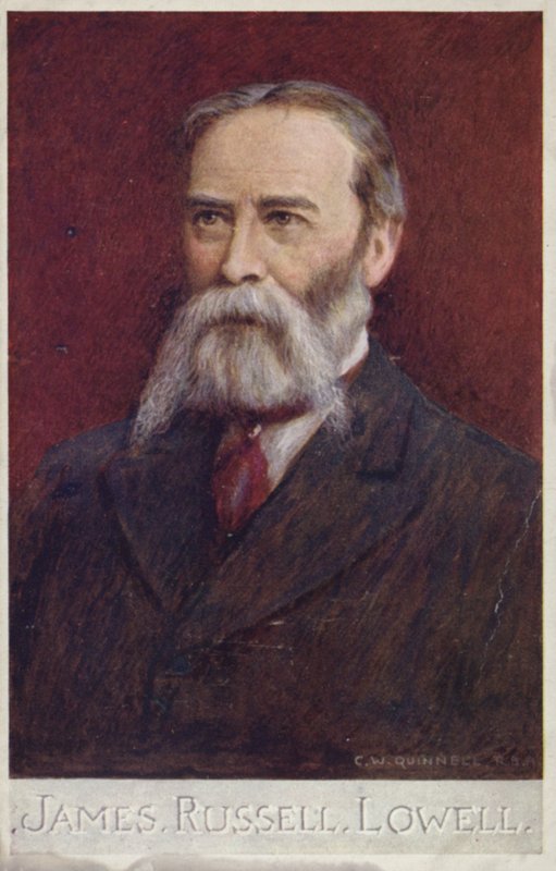 James Russell Lowell (1819-1891), amerikansk poet och diplomat (färglitografi) av English School