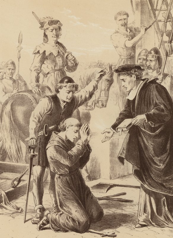 James Thompson, "Han bad där under en lång tid" (litho) av English School
