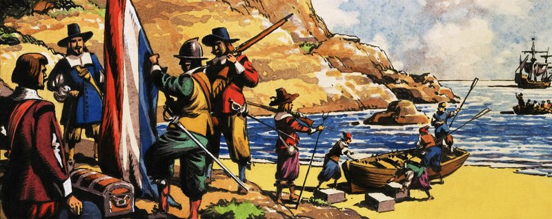 Jan van Riebeeck anländer till Sydafrika av English School