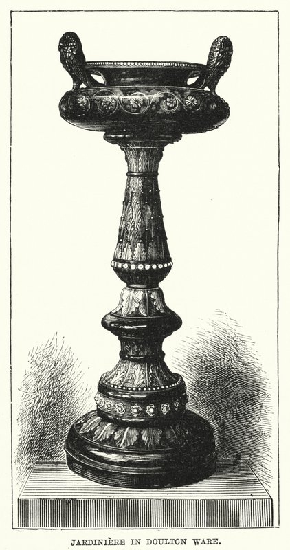 Jardiniere i Doulton ware (gravyr) av English School