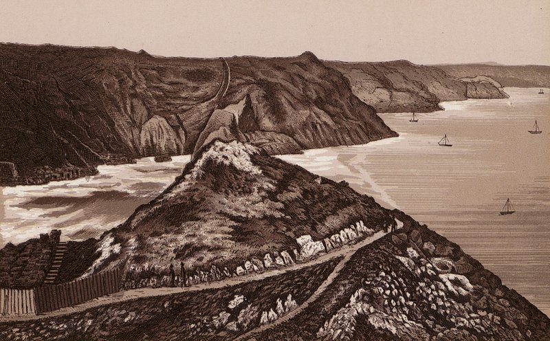 Jersey, Chanelöarna: Vägen ner till Devils Hole (litografi) av English School
