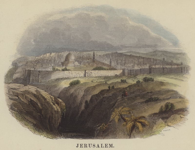 Jerusalem (färgad gravyr) av English School
