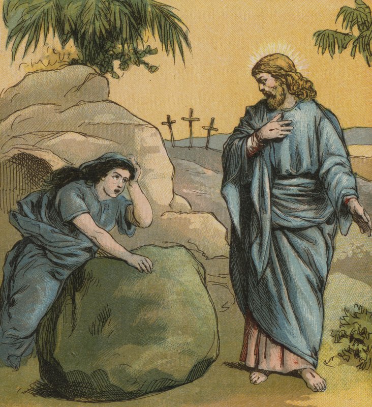 Jesus Kristus, uppväckt från de döda (färg litho) av English School