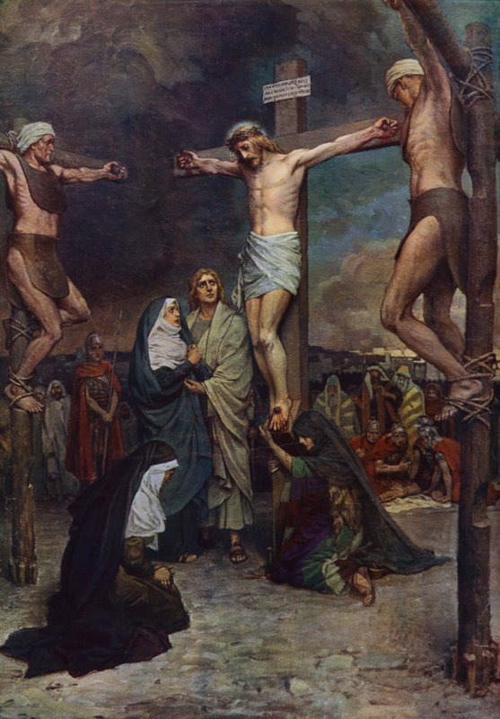 Jesus på korset (färg litho) av English School