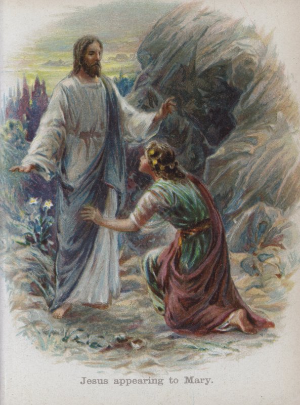 Jesus visar sig för Maria (chromolitho) av English School