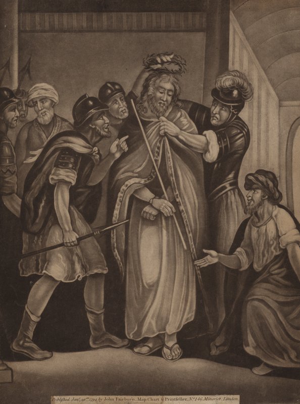 Jesus krönt med en törnekrona (gravyr) av English School