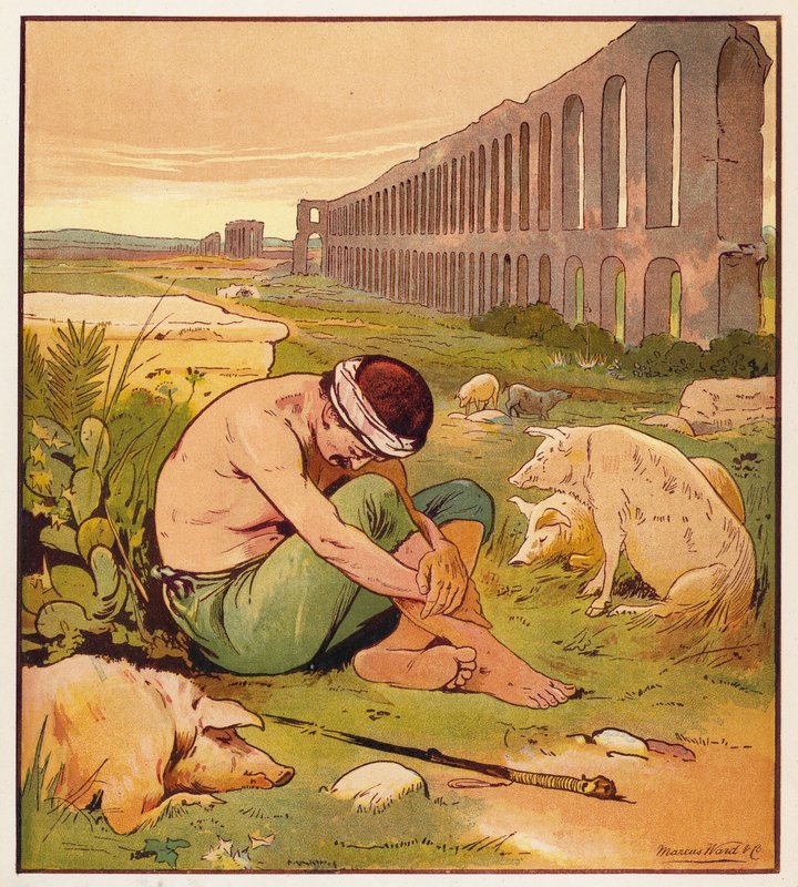 Jesu liknelser: Den förlorade sonen (färg litho) av English School