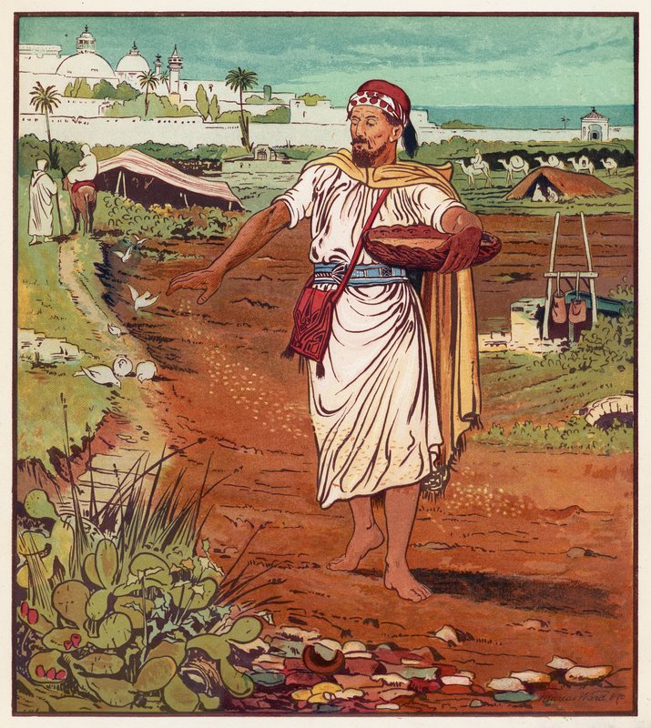 Jesu liknelser: Såmannen och fröet (färg litho) av English School
