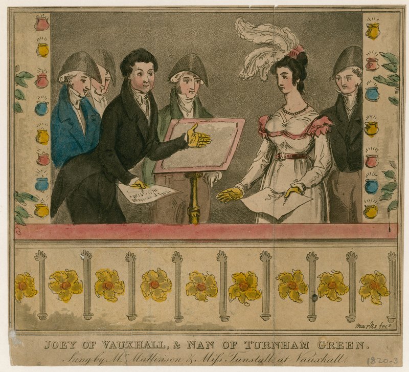 Joey från Vauxhall och Nan från Turnham Green, sjungs av Mr Mattison och Miss Tunstall på Vauxhall Gardens av English School