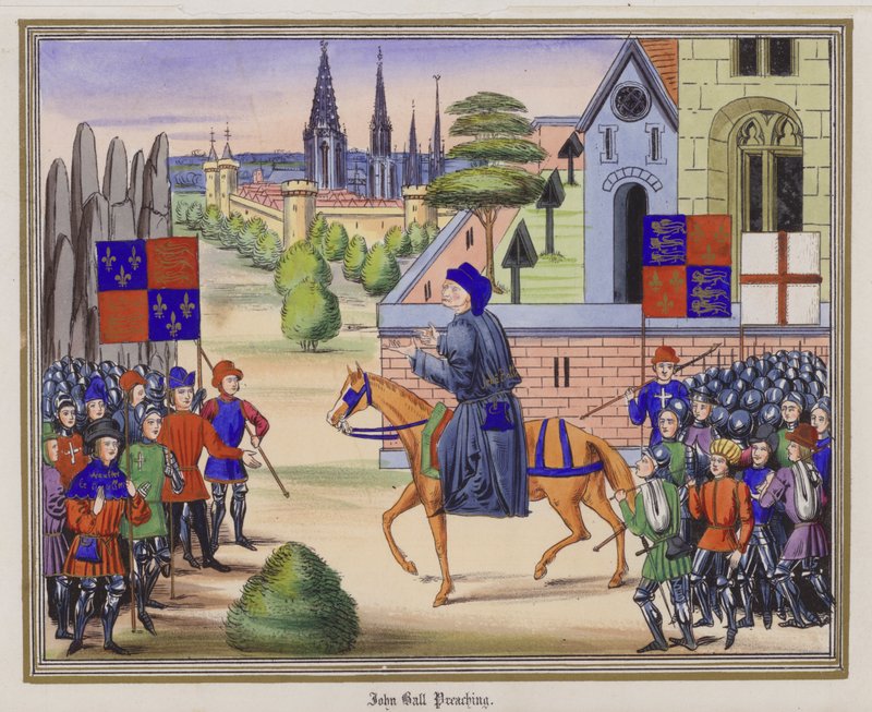 John Ball predikar (färgad gravyr) av English School