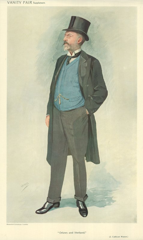John Cathcart Wason, Orkney och Shetland, 15 september 1909, tecknad serie Vanity Fair av English School