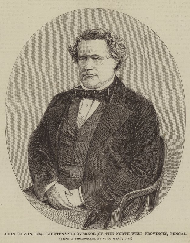 John Colvin, Esquire, löjtnant-guvernör i de nordvästra provinserna, Bengal (gravyr) av English School