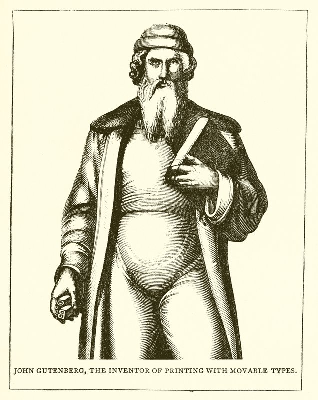 John Gutenberg, uppfinnaren av tryckning med rörliga typer av English School