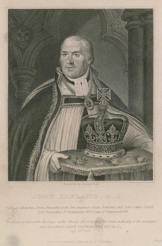 John Ireland, som innehade kronan vid kröningen av Hans Majestät Kung George IV av English School