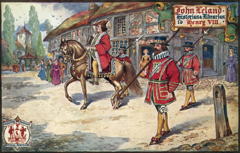 John Leland (lito i färg) av English School