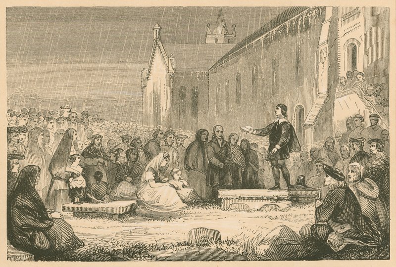 John Livingston predikar på Kirk of Shotts av English School
