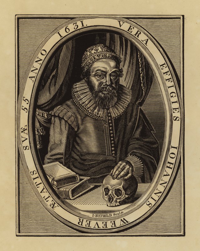 John Weever, engelsk poet och antikvarie (gravyr) av English School