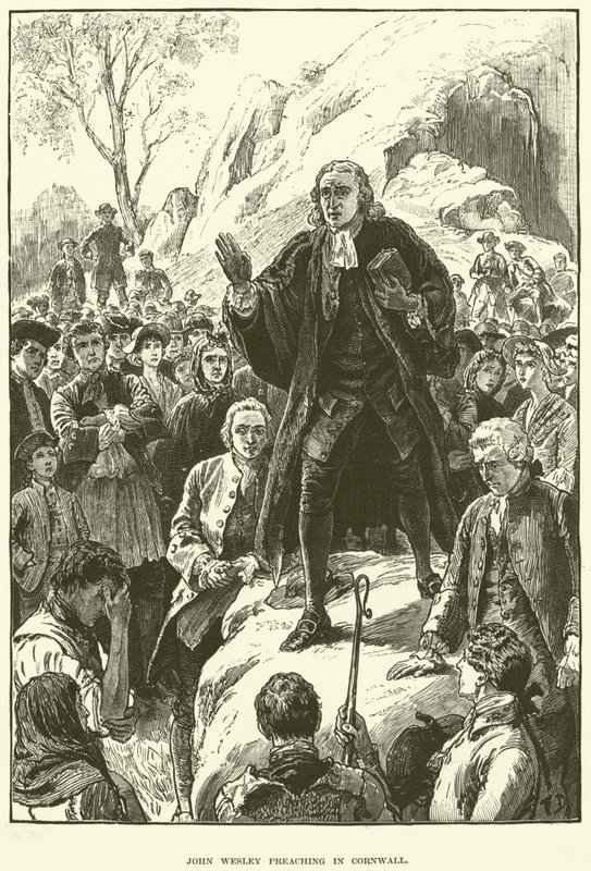 John Wesley, predikar i Cornwall (gravyr) av English School