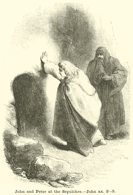 Johannes och Petrus vid graven, Johannes, xx, 2, 5 av English School