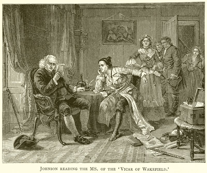 Johnson läser Ms of the Vicar of Wakefield av English School