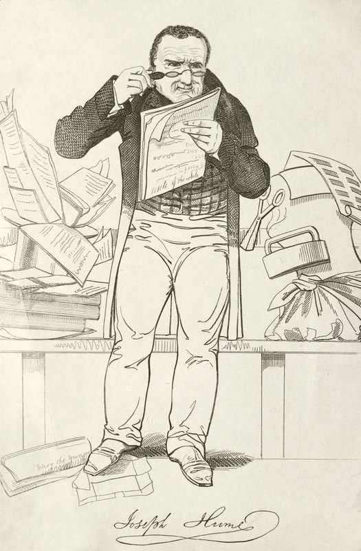 Joseph Hume, skotsk läkare, politiker och radikal parlamentsledamot (gravyr) av English School