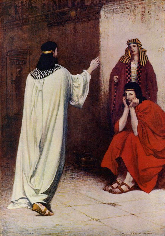 Joseph In Prison, Interpreting The Dreams (färg litho) av English School
