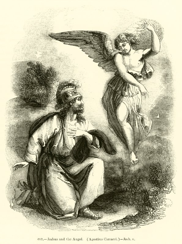 Joshua och ängeln, Agostino Carracci, Joshua v (gravyr) av English School