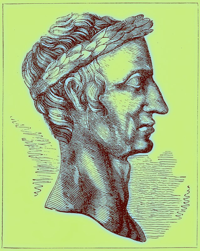 Julius Caesar, illustration från The Illustrated History of the World, publicerad ca 1880 (digitalt förbättrad bild) av English School
