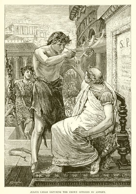 Julius Caesar vägrar kronan som Antonius erbjuder av English School