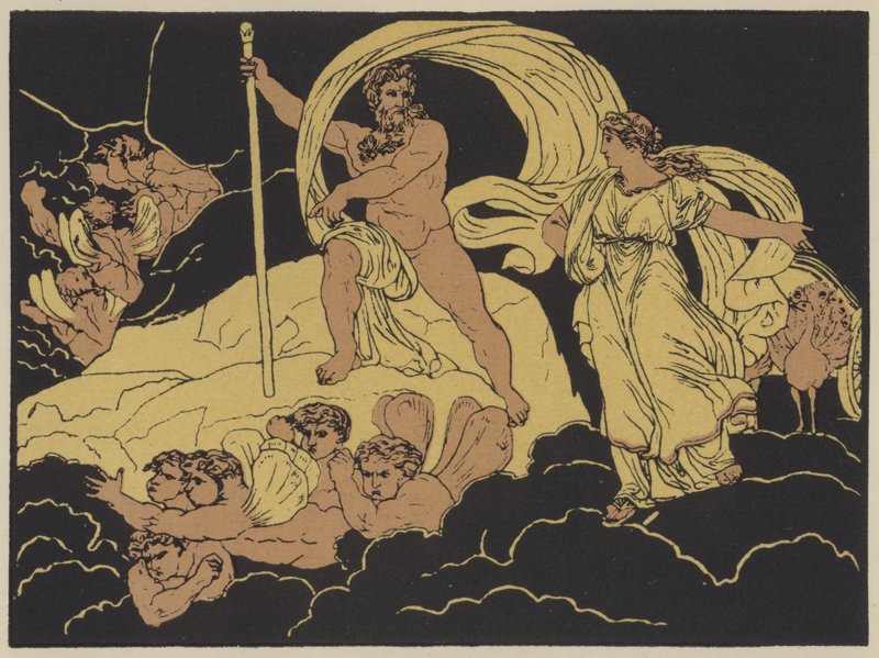 Juno och Aeolus (färglitografi) av English School