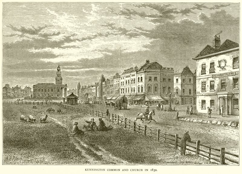 Kennington Common and Church 1830 av English School