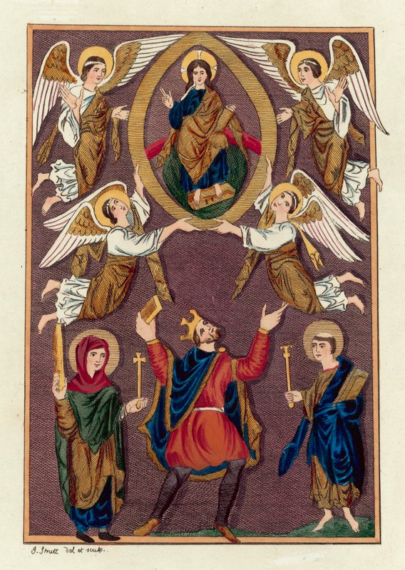 King Edgar (färgad gravyr) av English School