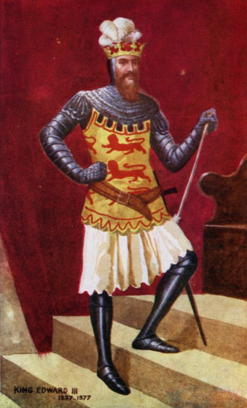 Kung Edward III (färg litho) av English School