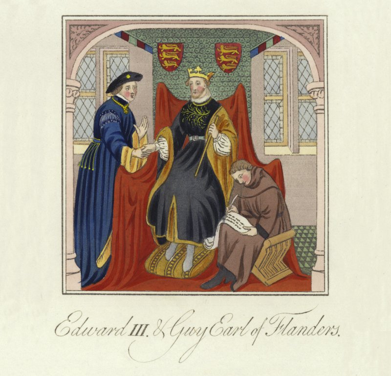 Kung Edward III av England och Guy, greve av Flandern, 1300-talet av English School