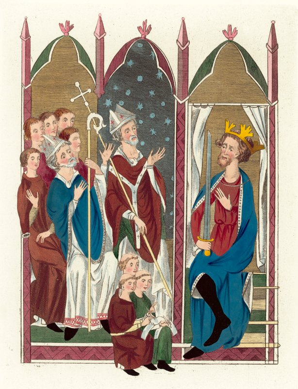 Kung Edward I (färgad gravyr) av English School