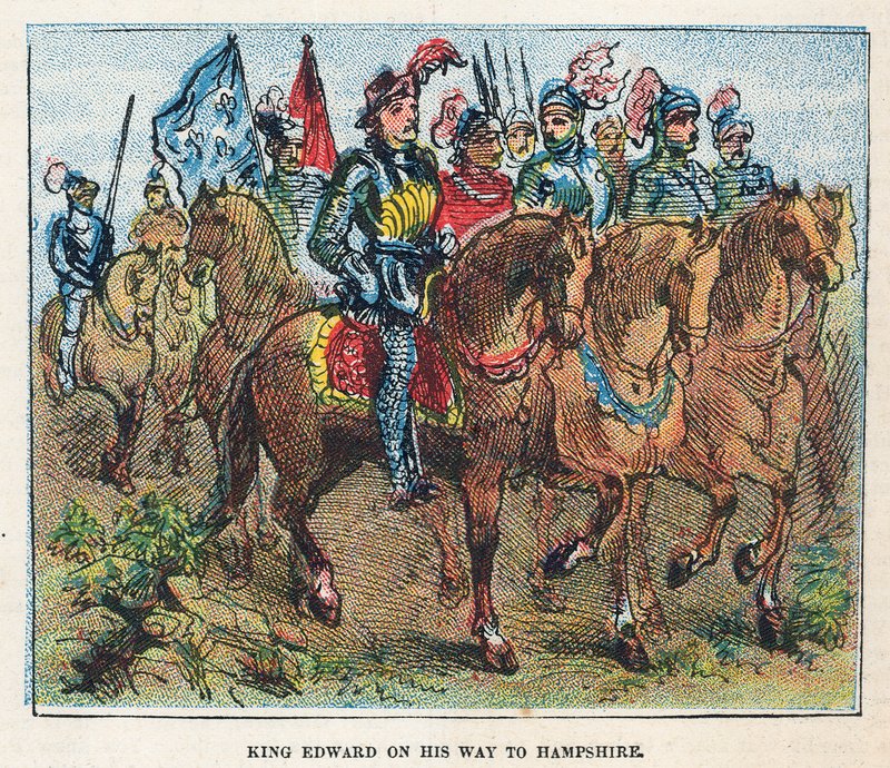 Kung Edward I på väg till Hampshire av English School