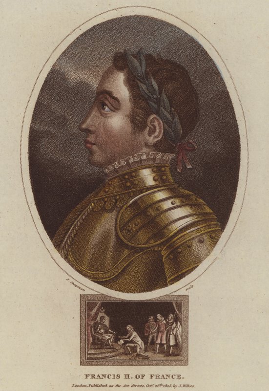 Kung Frans II av Frankrike (färgad gravyr) av English School