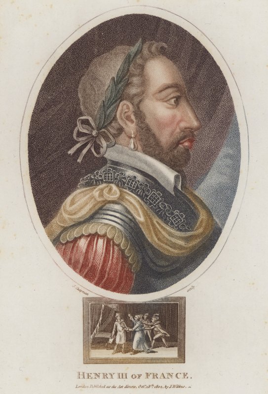 Kung Henrik III av Frankrike (färgad gravyr) av English School