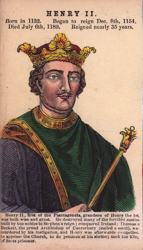 Kung Henrik II (färgad gravyr) av English School