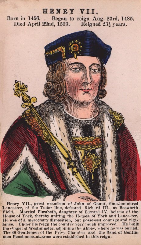 Kung Henrik VII (färgad gravyr) av English School