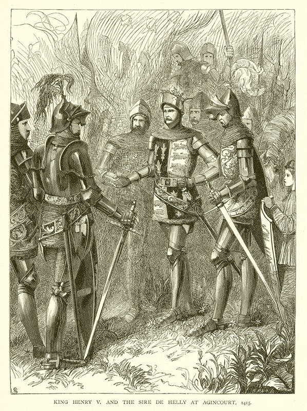 Kung Henry V och Sire de Helly i Agincourt, 1415 av English School