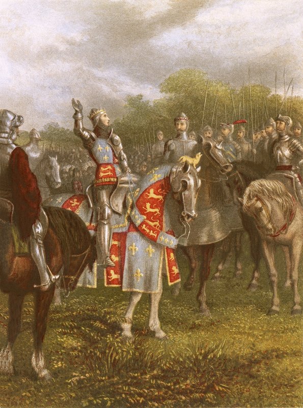 Kung Henrik V vid Agincourt av English School