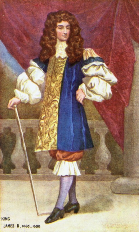 King James II (färg litho) av English School