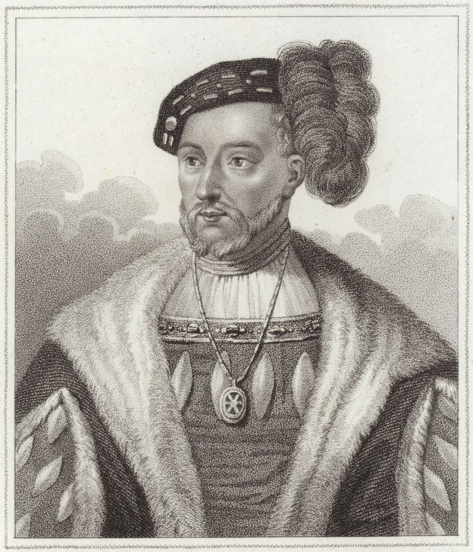 King James V (stippgravyr) av English School