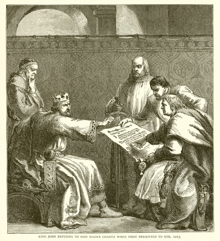 Kung John vägrade att ta emot tecknet Magna Charta när det först presenterades för honom, 1215 av English School