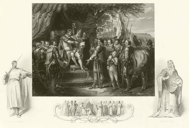 King John tecknar Magna Charta av English School