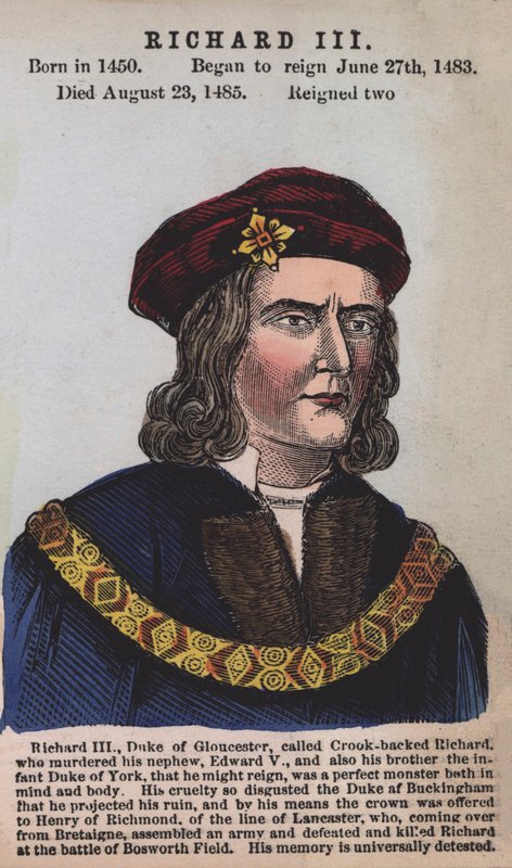 Kung Richard III (färgad gravyr) av English School