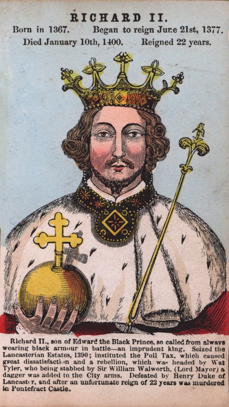 Kung Richard II (färgad gravyr) av English School