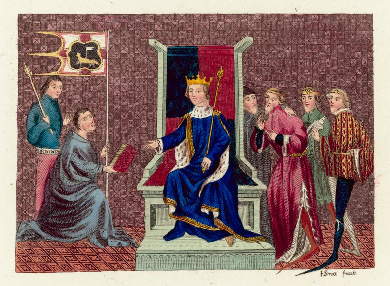 Kung Richard II (färgad gravyr) av English School